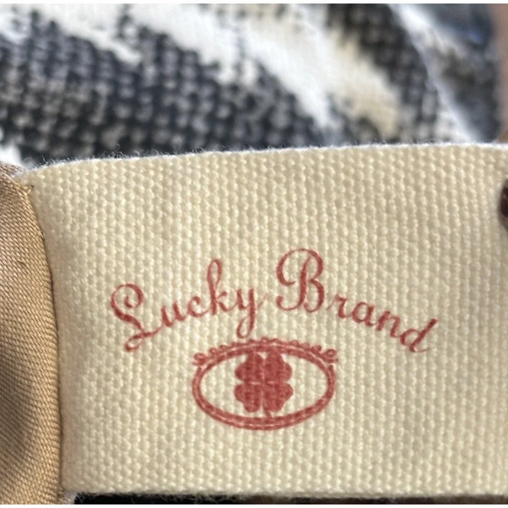 Lucky Brand Bali Hai Black White Canvas Hobo Shoulder‎ Bag Tote
